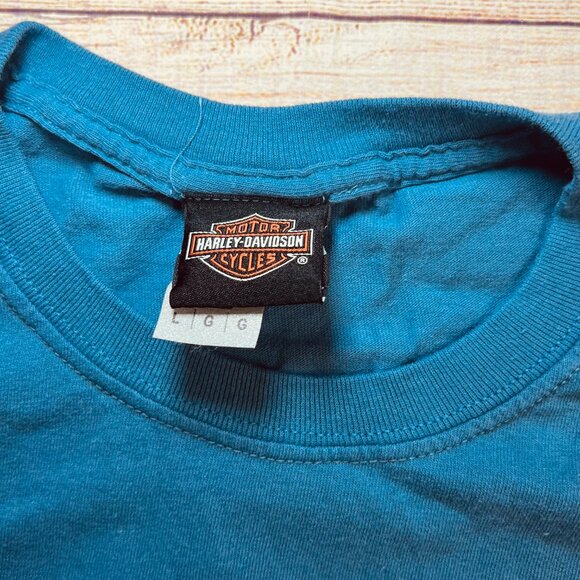 Vintage Harley Davidson Rockstar Fort Myers FL T-Shirt Size Large Blue Surfboard - Picture 3 of 11